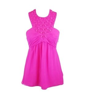 Tibi Hot Pink Halter Silk Blouse